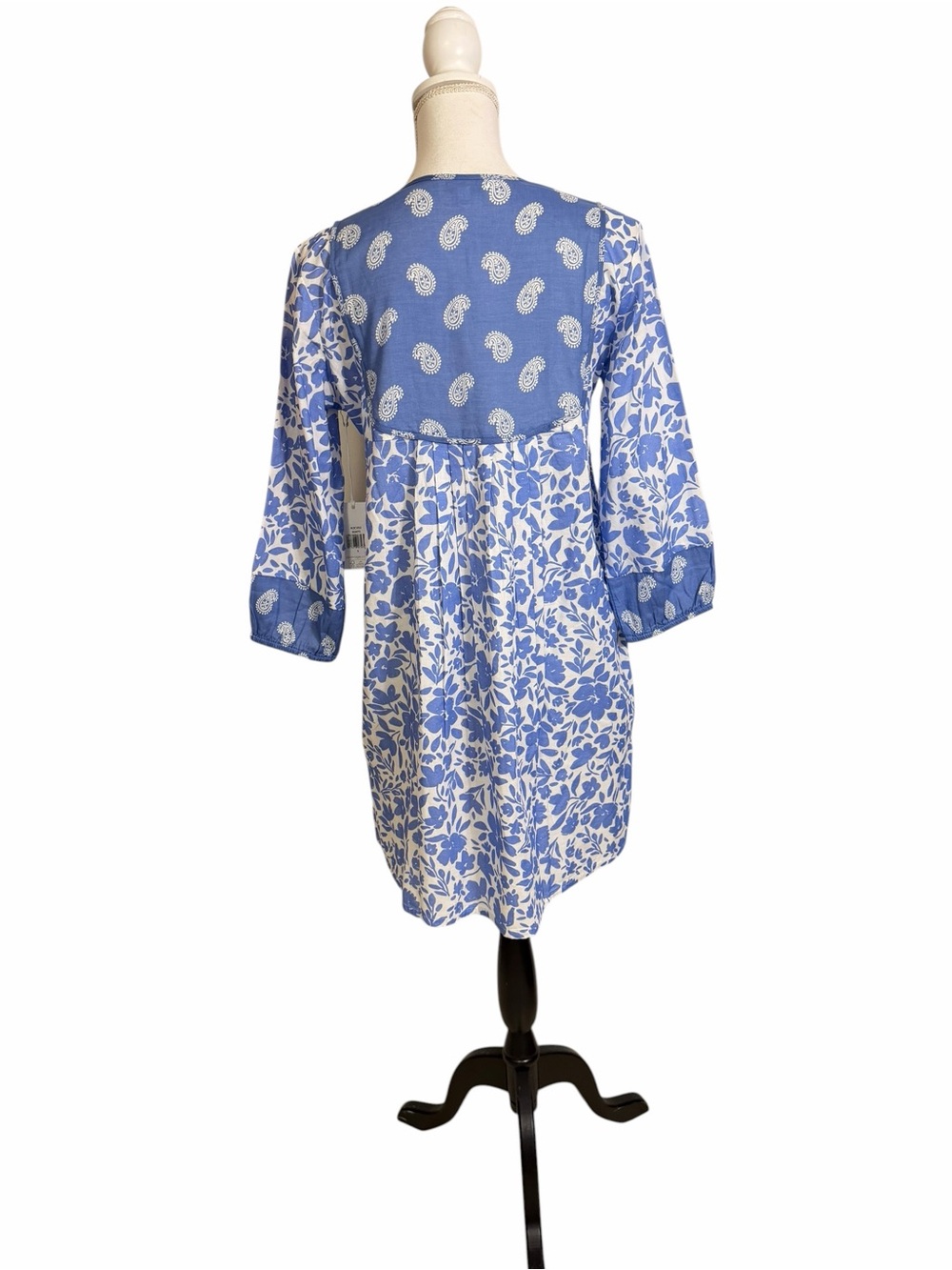 PJ Salvage Airy Cotton Voile Dress Blue White Floral Sleep Shirt Women Medium - Picture 3 of 6